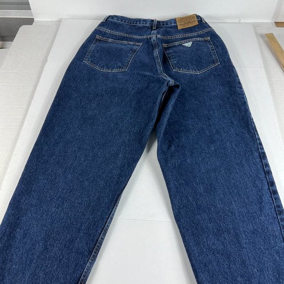 VTG 90s Guess Jeans Men's 29* Pascal Loose Tapered Dark Blue Cotton Denim Tag 33 - Picture 9 of 16